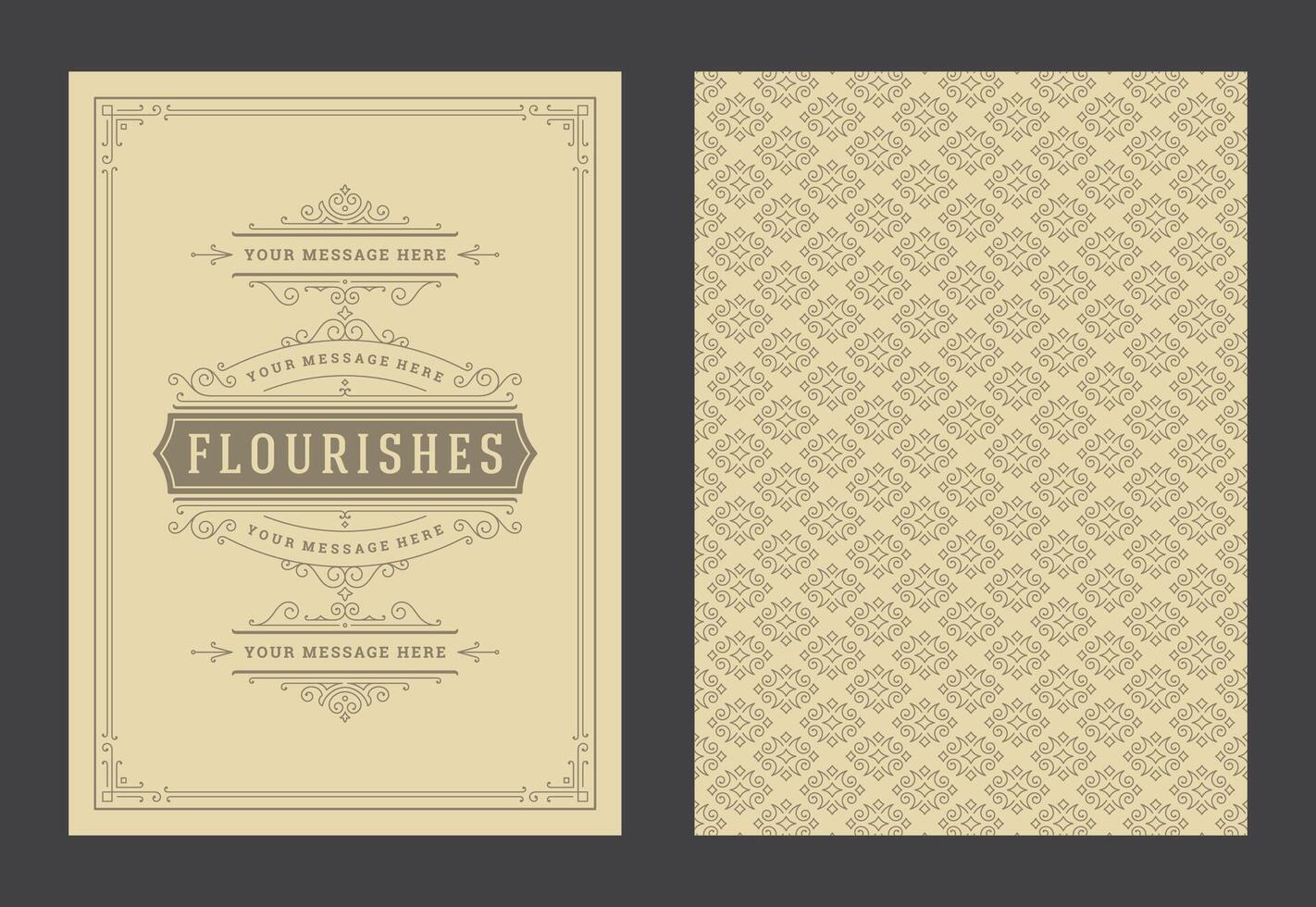 Vintage ornament greeting card calligraphic ornate swirls and vignettes frame design template vector