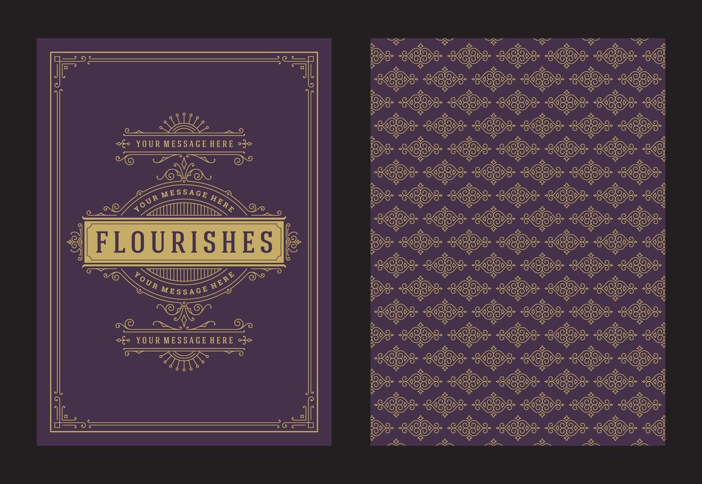 Vintage ornament greeting card calligraphic ornate swirls and vignettes frame design template vector