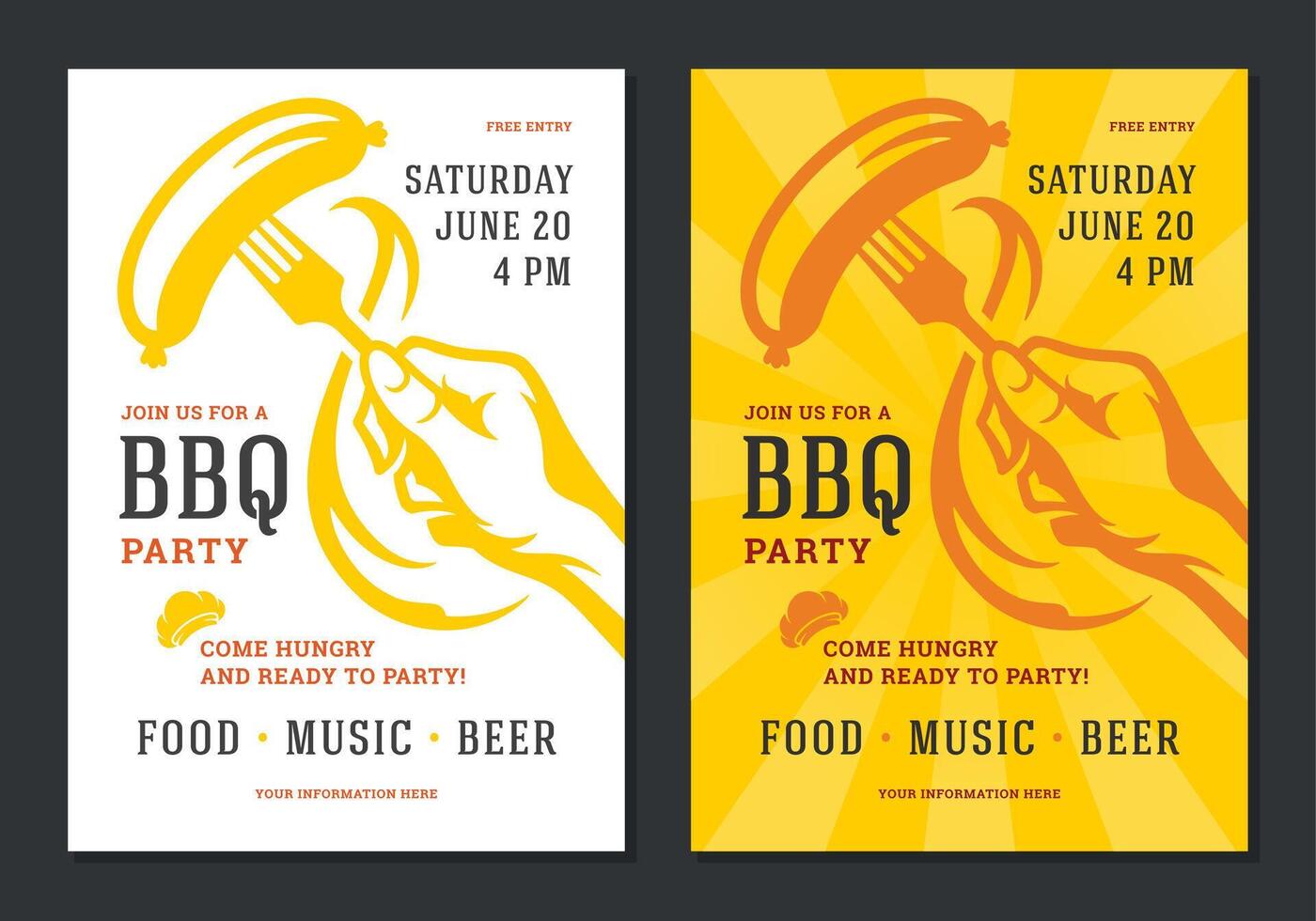 Barbecue party flyer or poster design template. vector