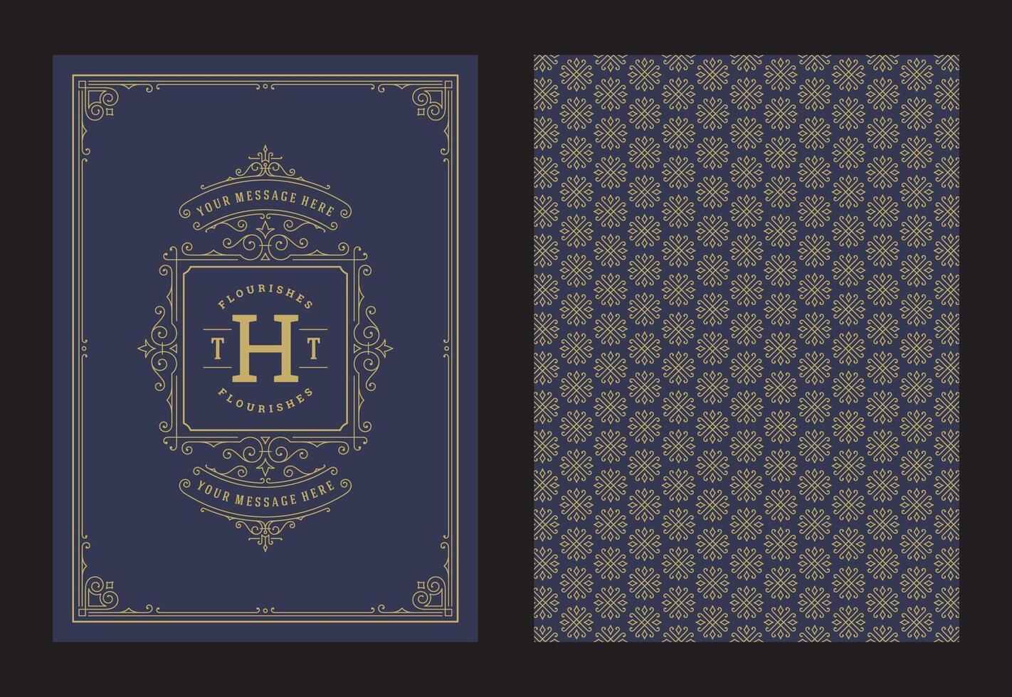 Vintage ornament greeting card calligraphic ornate swirls and vignettes frame design template vector