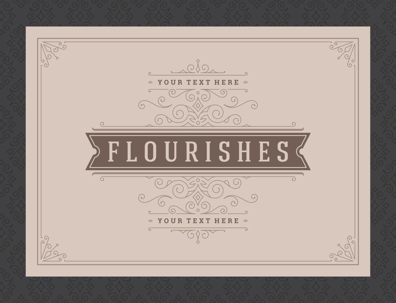 Vintage ornament greeting card calligraphic ornate swirls and vignettes frame design template vector