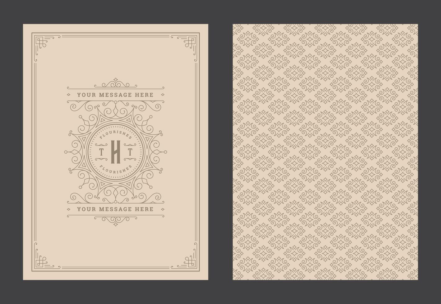 Vintage ornament greeting card calligraphic ornate swirls and vignettes frame design template vector