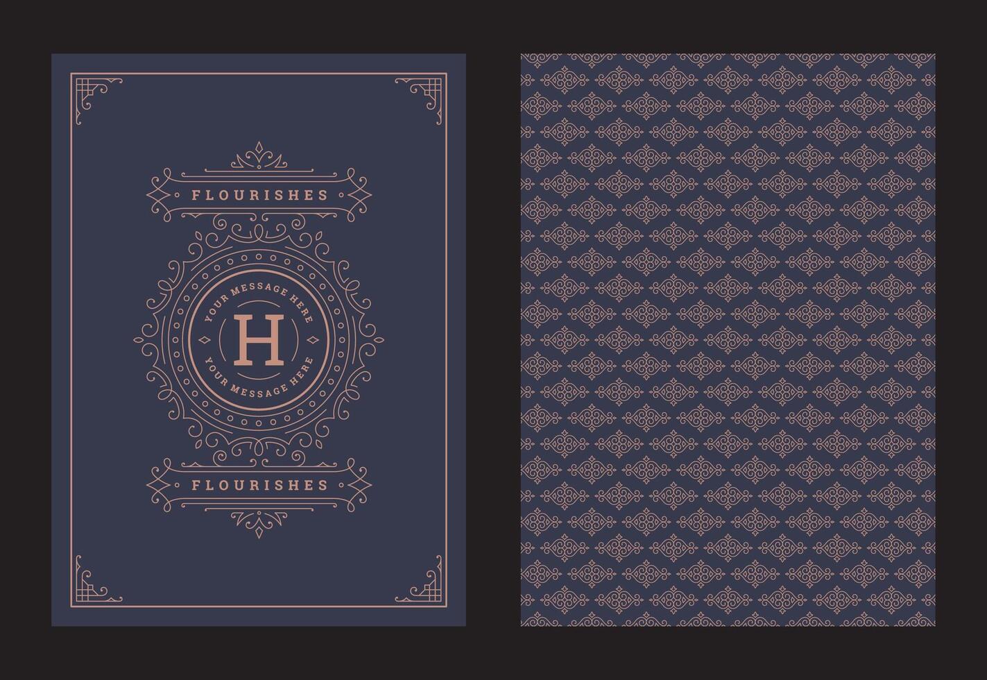 Vintage ornament greeting card calligraphic ornate swirls and vignettes frame design template vector
