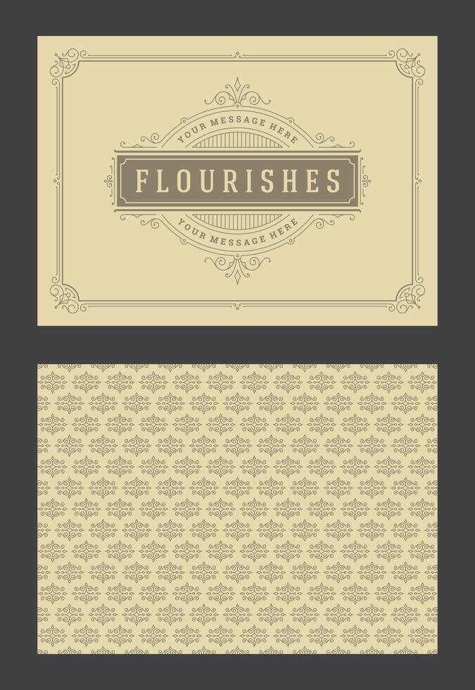 Vintage ornament greeting card calligraphic ornate swirls and vignettes frame design template vector