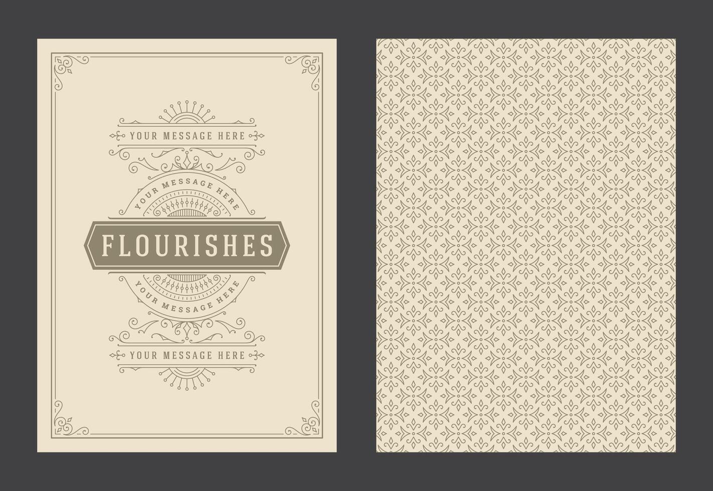 Vintage ornament greeting card calligraphic ornate swirls and vignettes frame design template vector