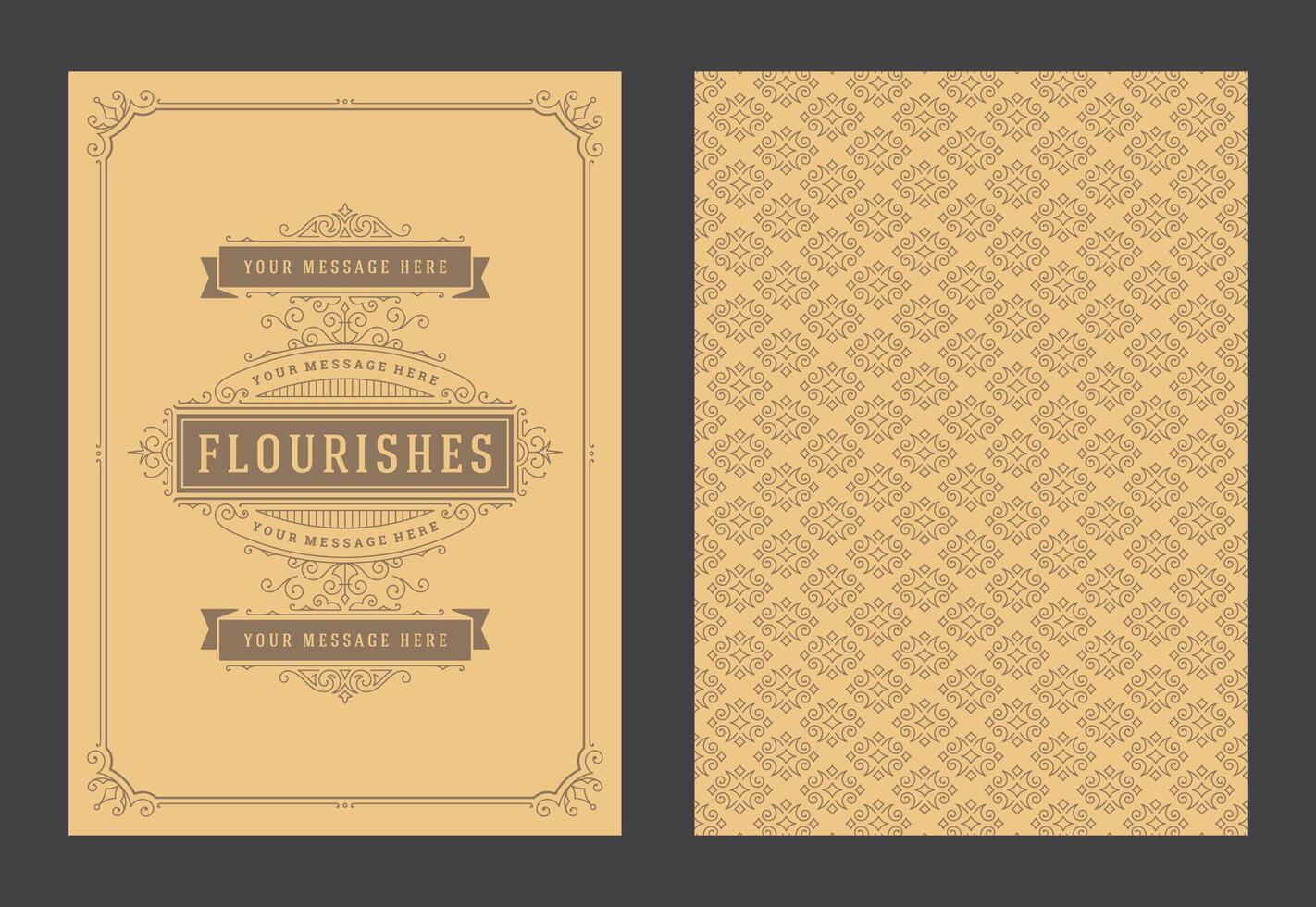 Vintage ornament greeting card calligraphic ornate swirls and vignettes frame design template vector