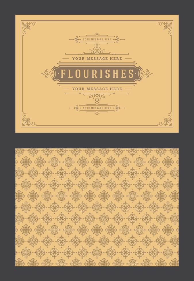 Vintage ornament greeting card calligraphic ornate swirls and vignettes frame design template vector