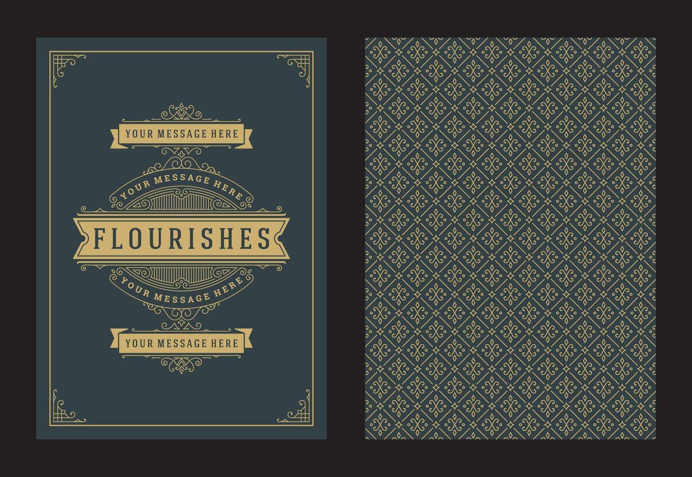 Vintage ornament greeting card calligraphic ornate swirls and vignettes frame design template vector