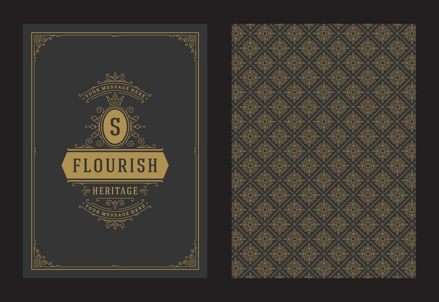 Vintage ornament greeting card calligraphic ornate swirls and vignettes frame design template vector