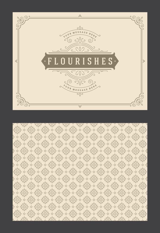 Vintage ornament greeting card calligraphic ornate swirls and vignettes frame design template vector