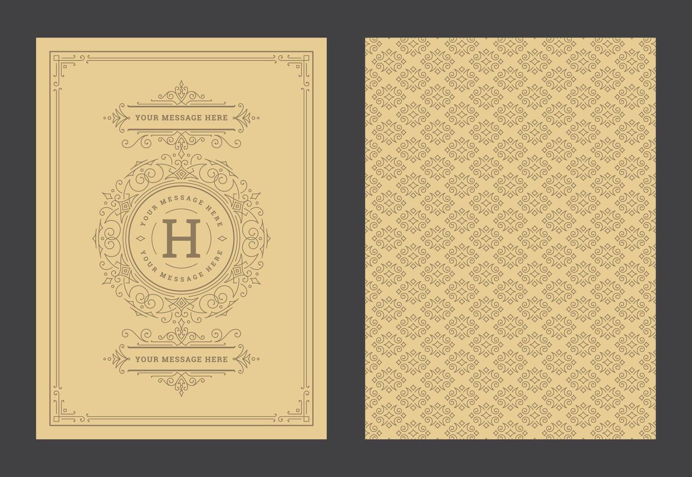 Vintage ornament greeting card calligraphic ornate swirls and vignettes frame design template vector