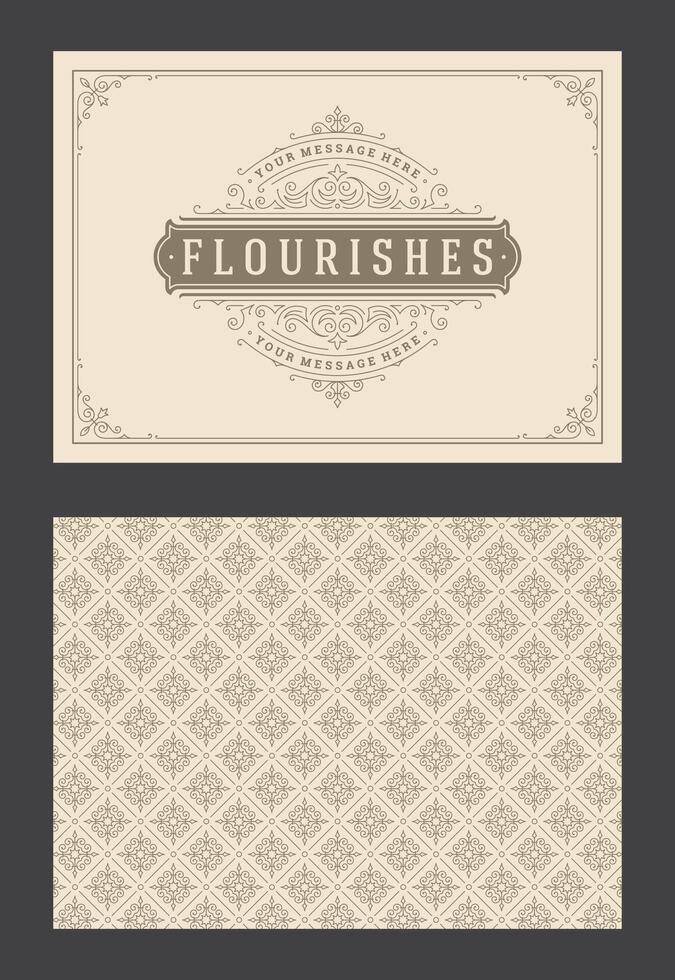 Vintage ornament greeting card calligraphic ornate swirls and vignettes frame design template vector