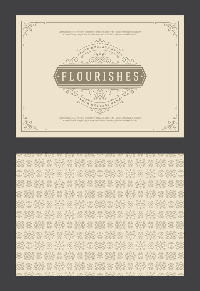 Vintage ornament greeting card calligraphic ornate swirls and vignettes frame design template vector
