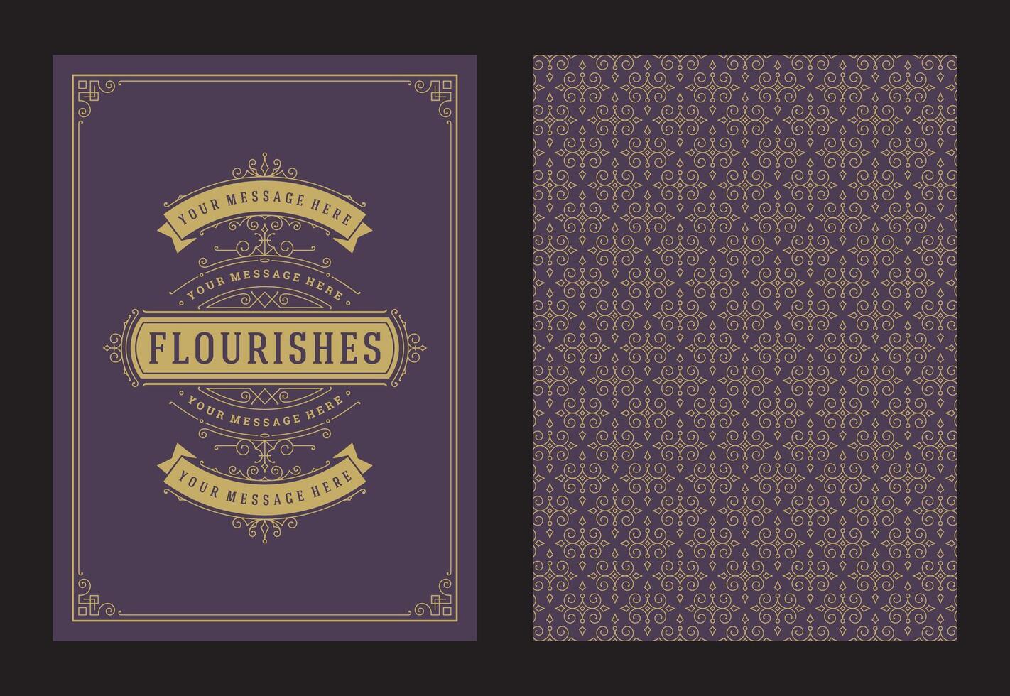 Vintage ornament greeting card calligraphic ornate swirls and vignettes frame design template vector