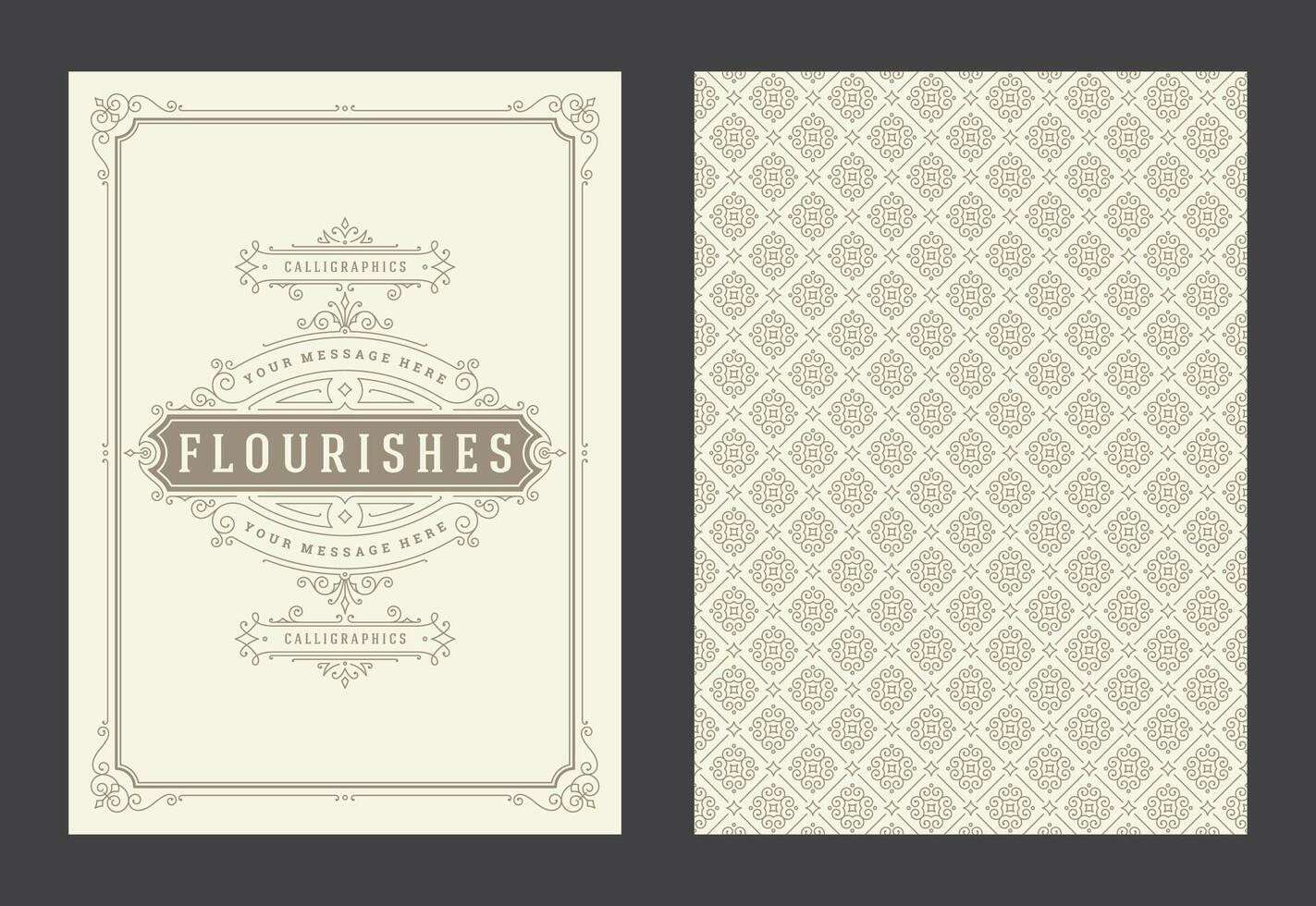 Vintage ornament greeting card calligraphic ornate swirls and vignettes frame design template vector