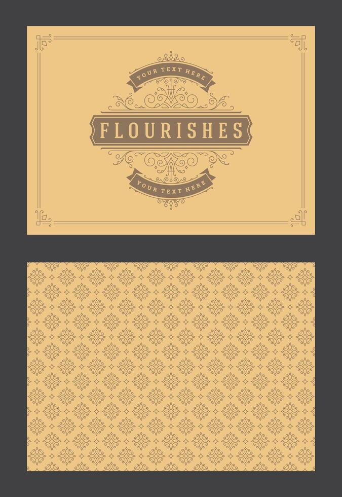 Vintage ornament greeting card calligraphic ornate swirls and vignettes frame design template vector