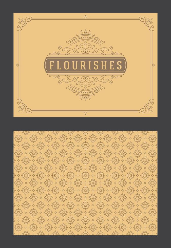 Vintage ornament greeting card calligraphic ornate swirls and vignettes frame design template vector