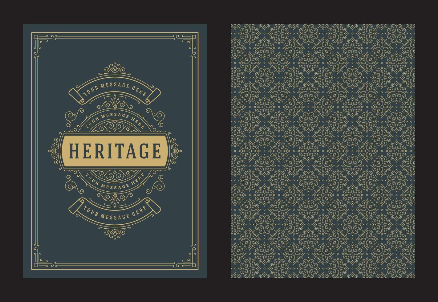 Vintage ornament greeting card calligraphic ornate swirls and vignettes frame design template vector