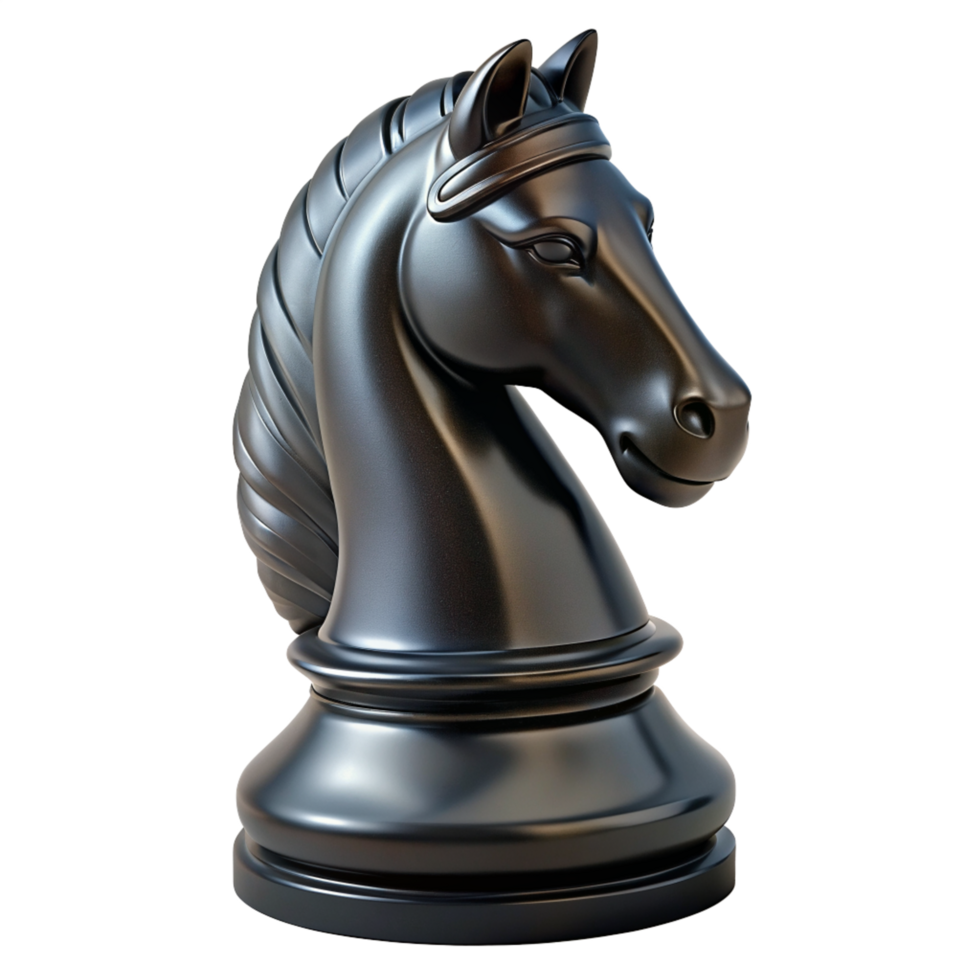 Black Knight Chess Piece 3d Render png