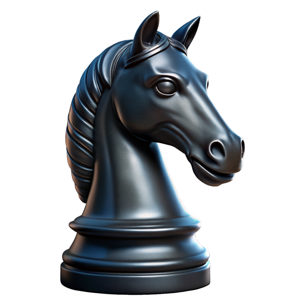 Black Knight Chess Piece 3d Image png