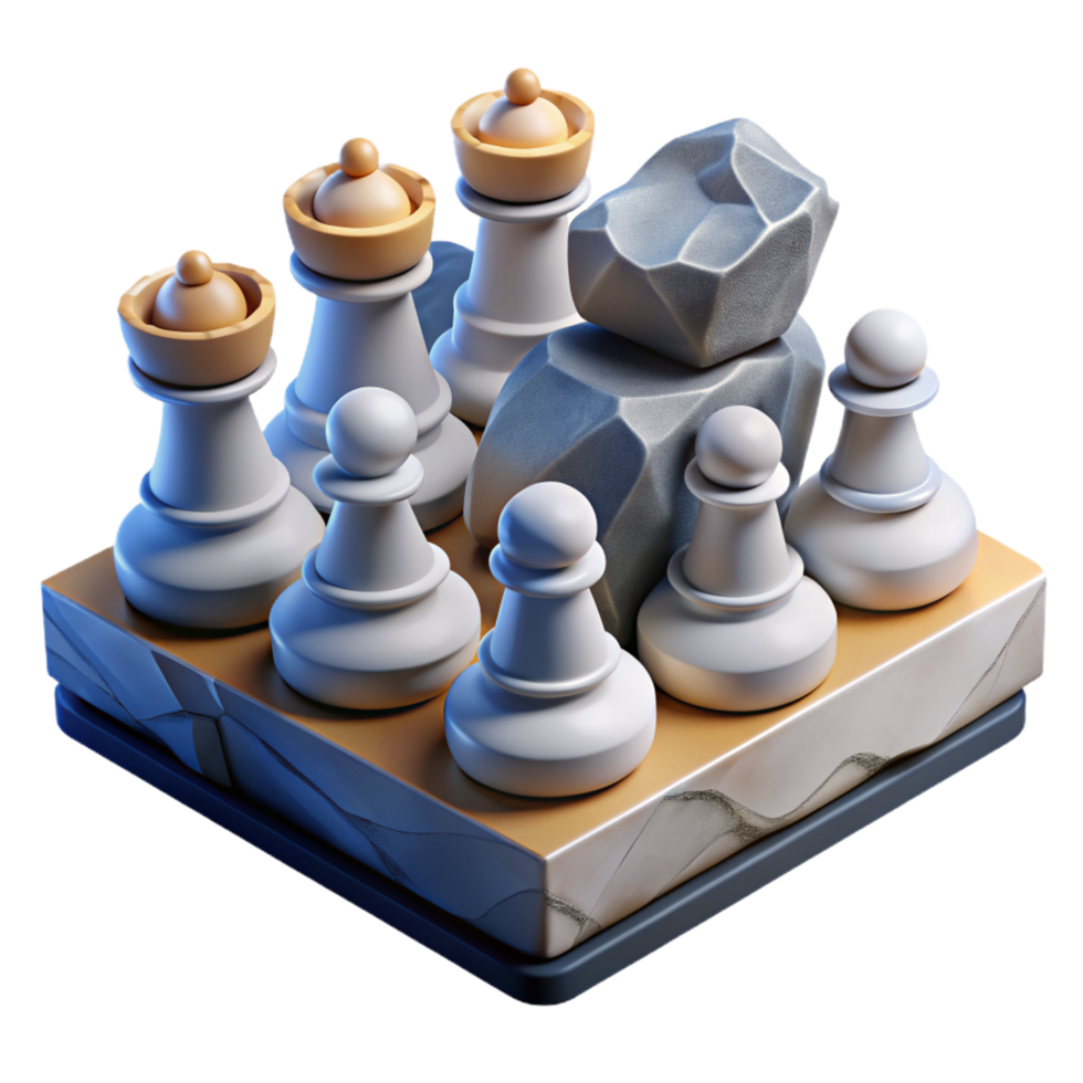 Rock Chessboard 3d Render png