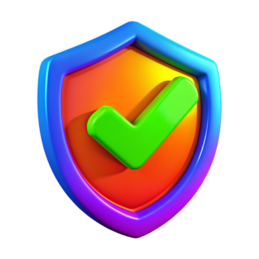 Shield with Check Mark 3d Illustration png