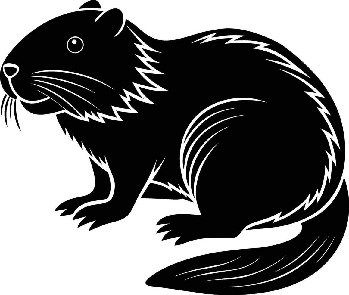 A black silhouette of a beaver vector