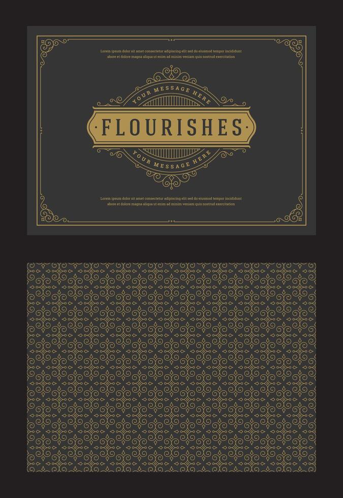 Vintage ornament greeting card calligraphic ornate swirls and vignettes frame design template vector
