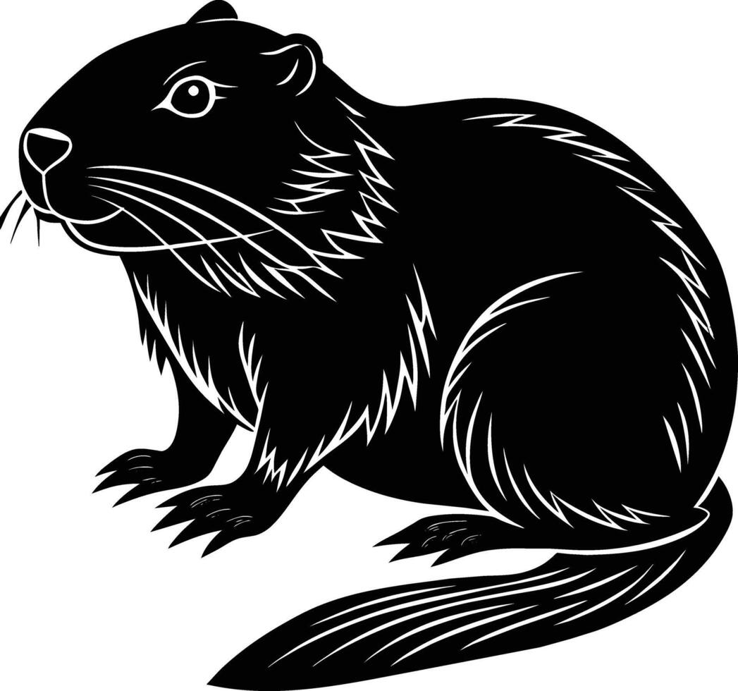 A black silhouette of a beaver vector