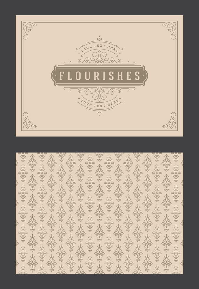 Vintage ornament greeting card calligraphic ornate swirls and vignettes frame design template vector