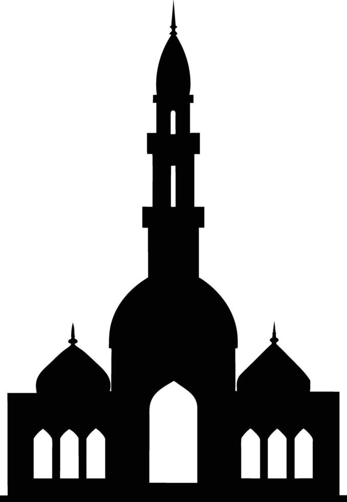 A black mosque minaret silhouette for eid mubarak vector