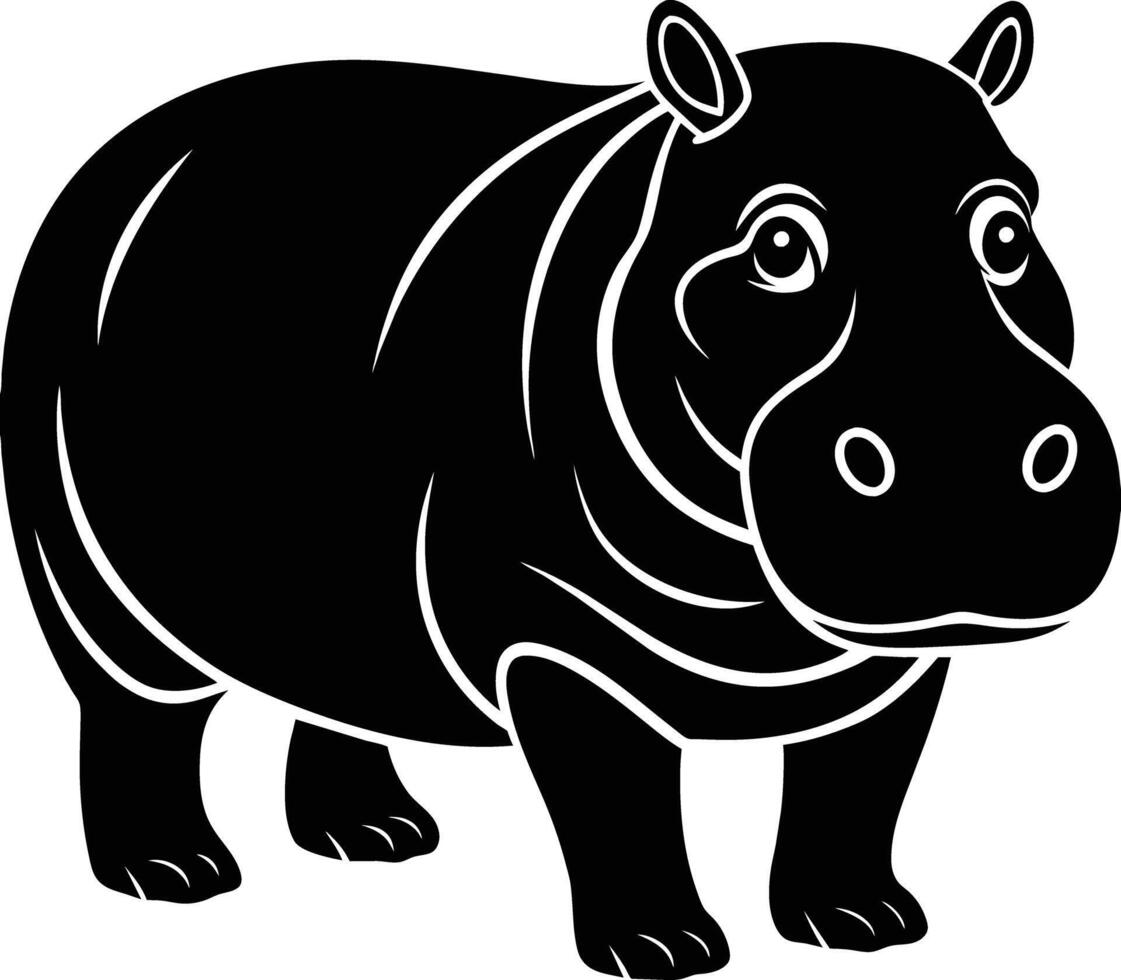 A black silhouette of a hippo vector