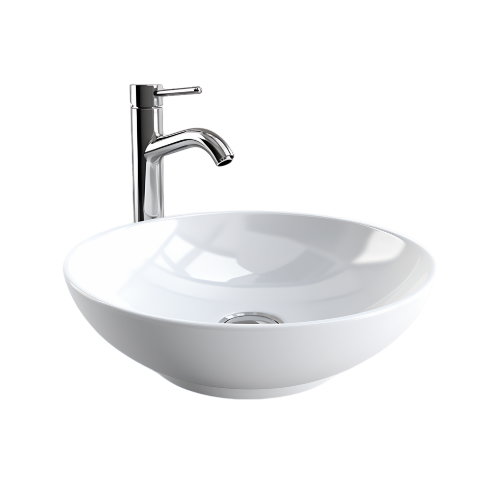 Chic Bathroom Fixture Vessel Sink and Faucet Cut Out png