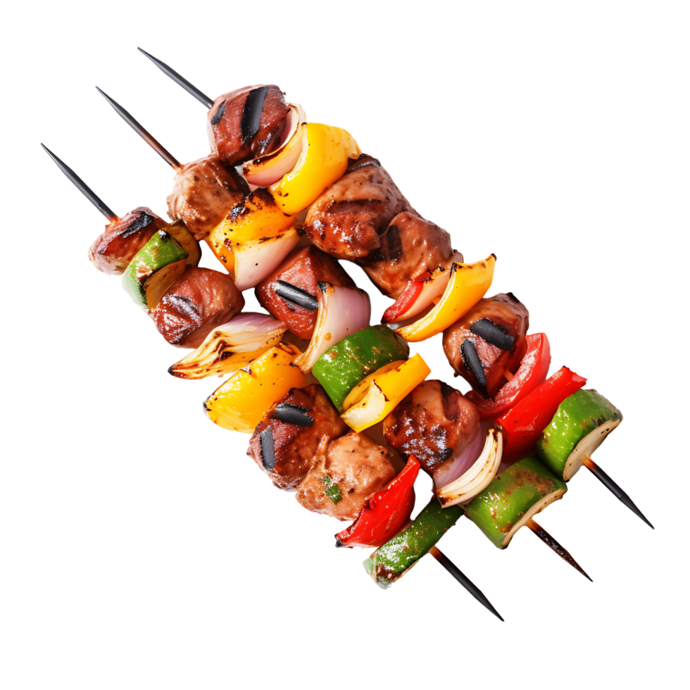 Flavorful Cutouts of BBQ Kebabs on Skewers png