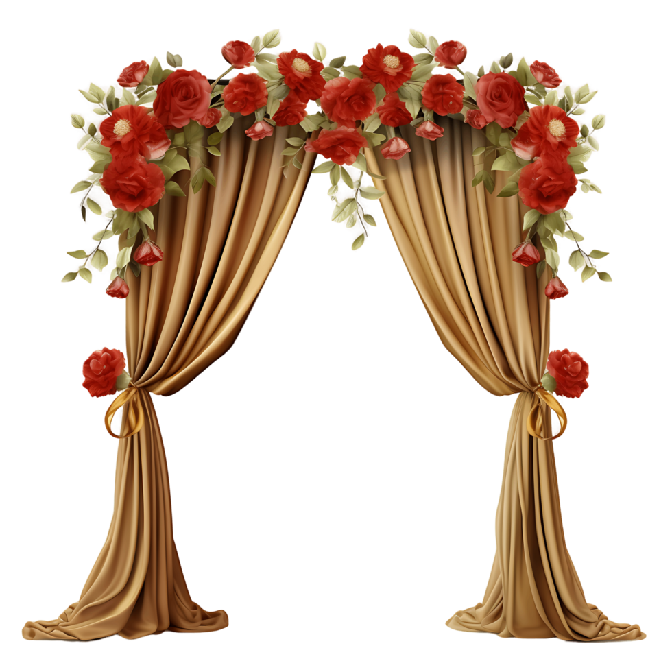 Celebratory Wedding Arch Cutouts Brimming with Flowers png