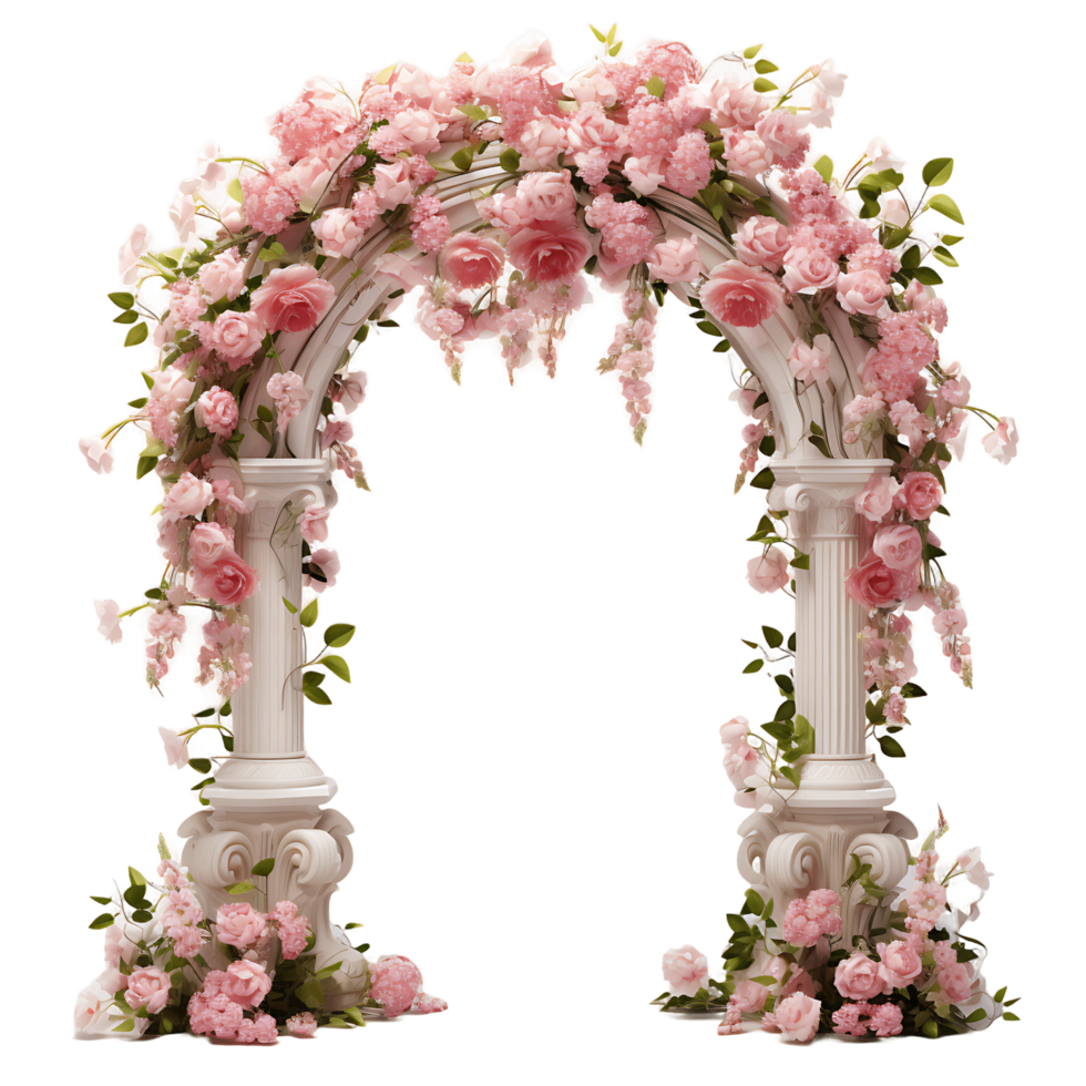 Serene Wedding Arch Cutouts Amidst Flowers png
