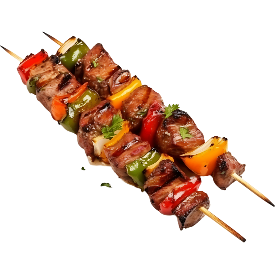 Tempting Cutouts of Spiced Grilled Kebabs on Sticks png