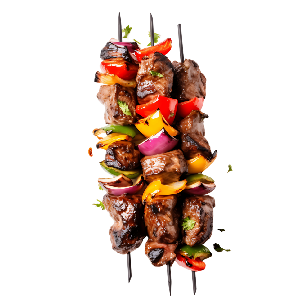 Heavenly Cutouts of Succulent Kebabs on Skewers png