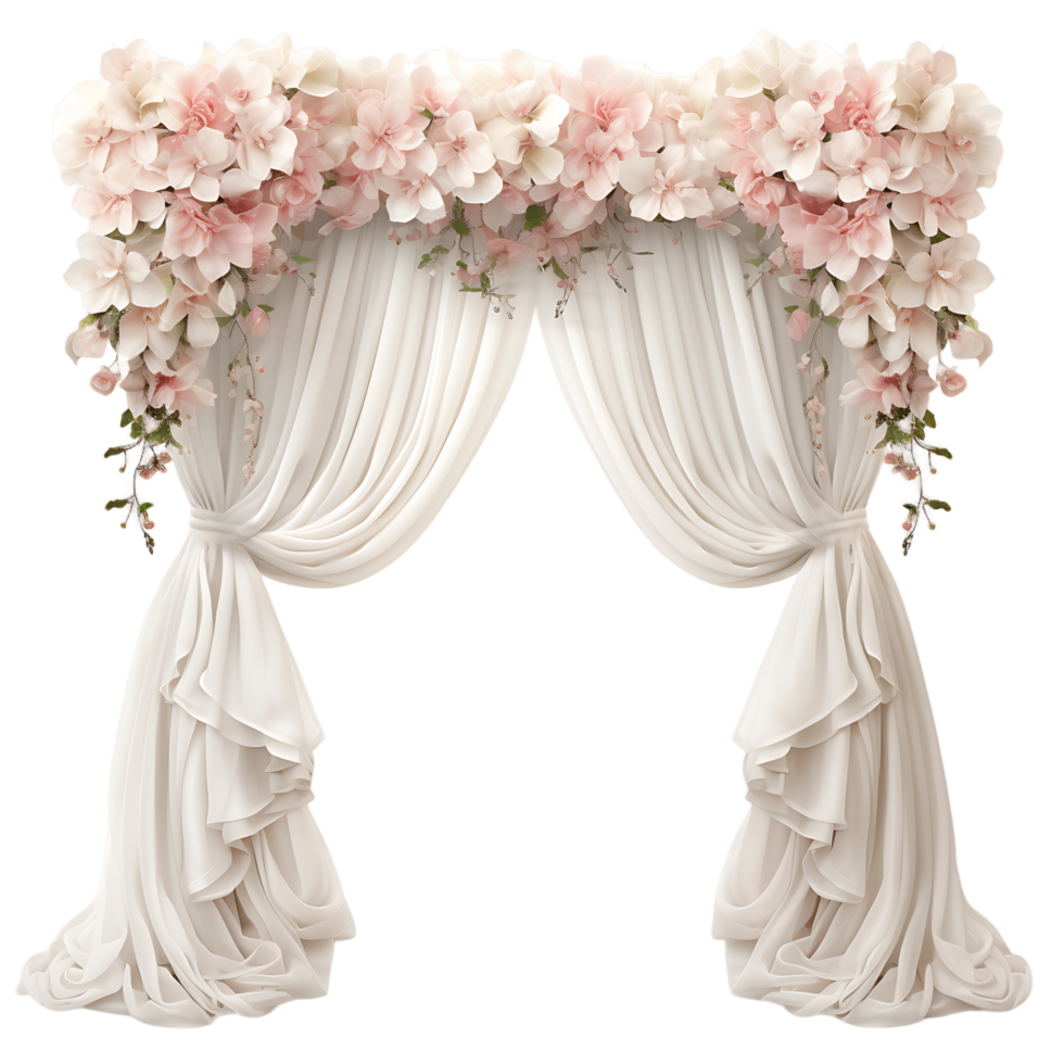Beautifully Detailed Wedding Arch Cutouts with Flowers png