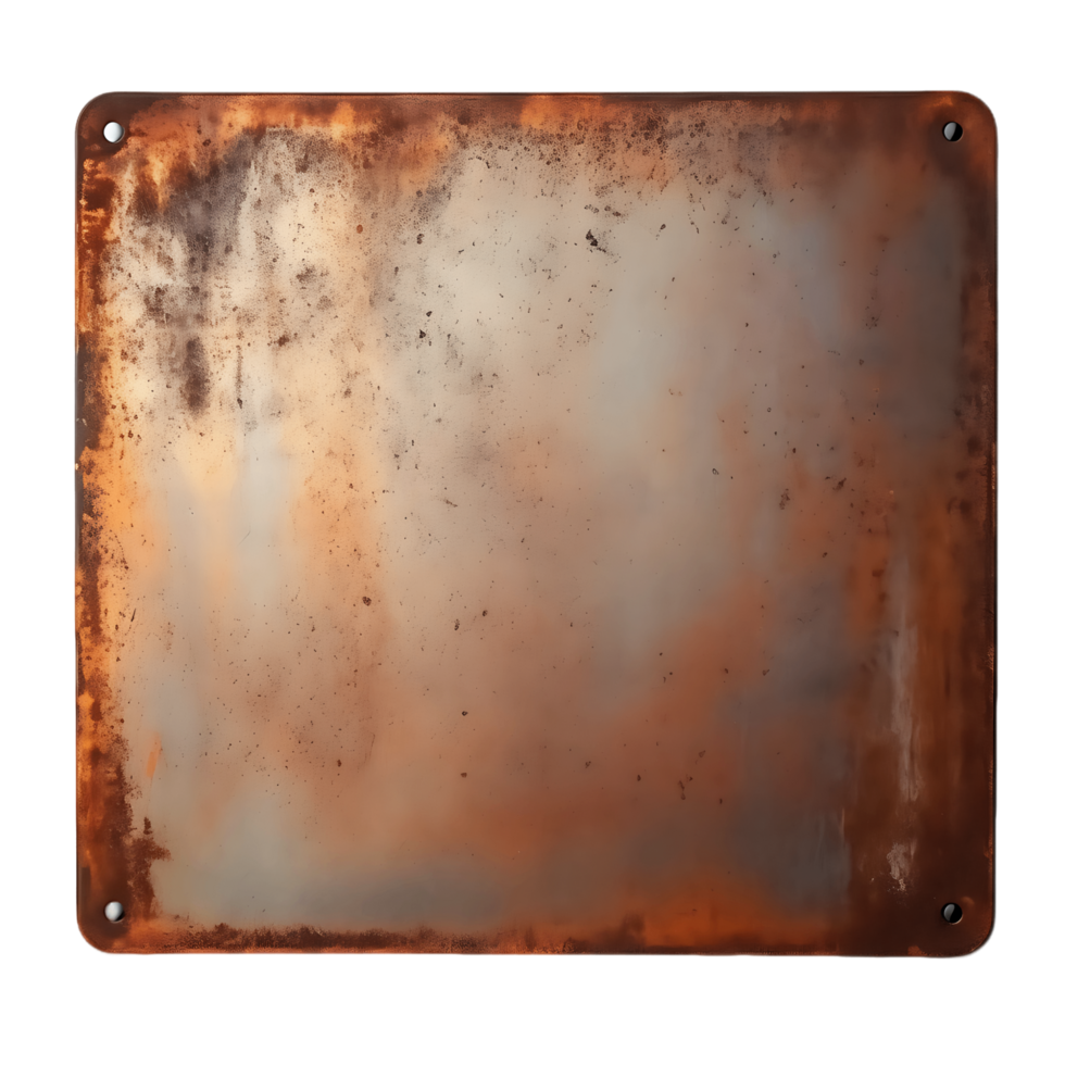 Worn Metal Plates with Rust Silhouettes png