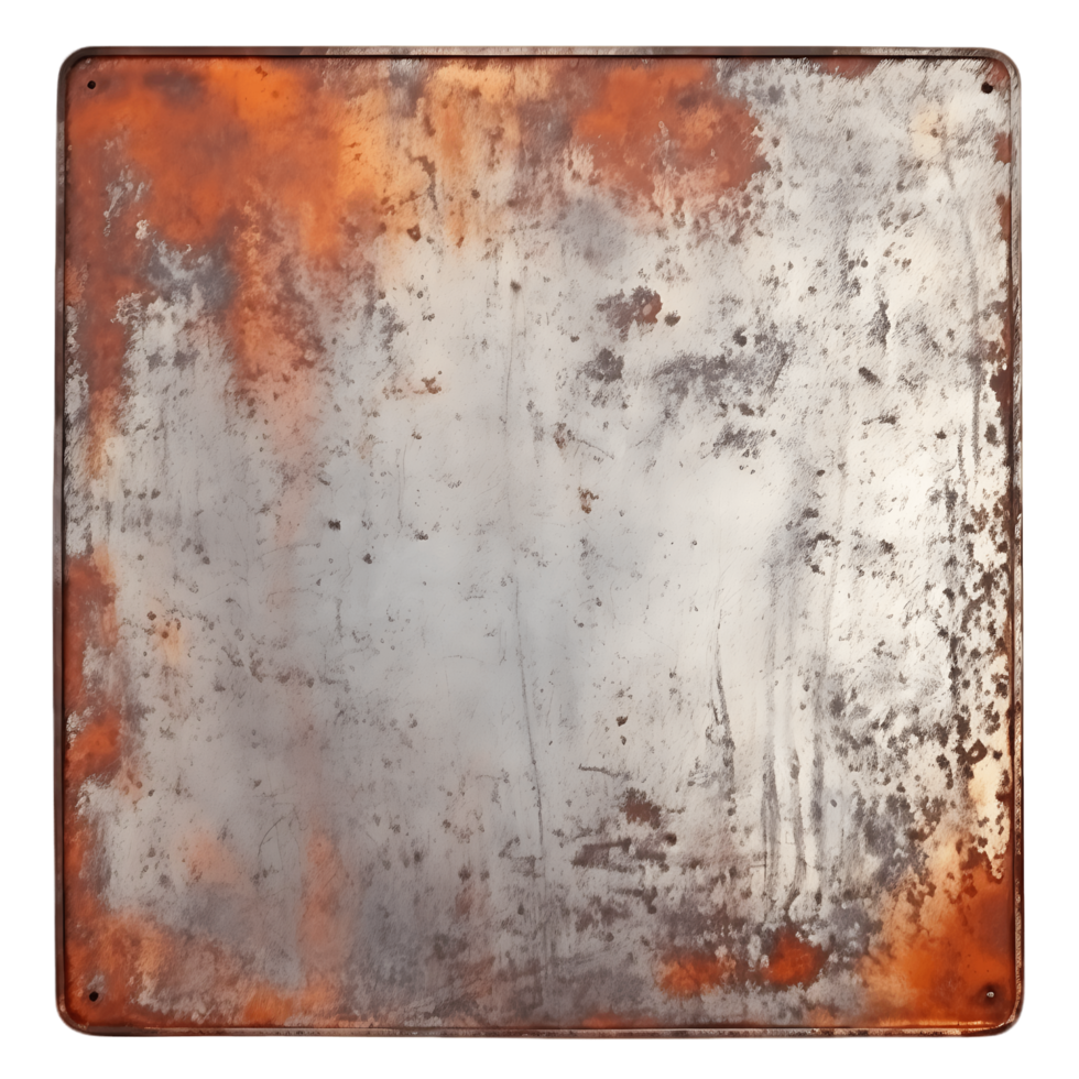 Aged Metal Plates with Rust Cutouts png