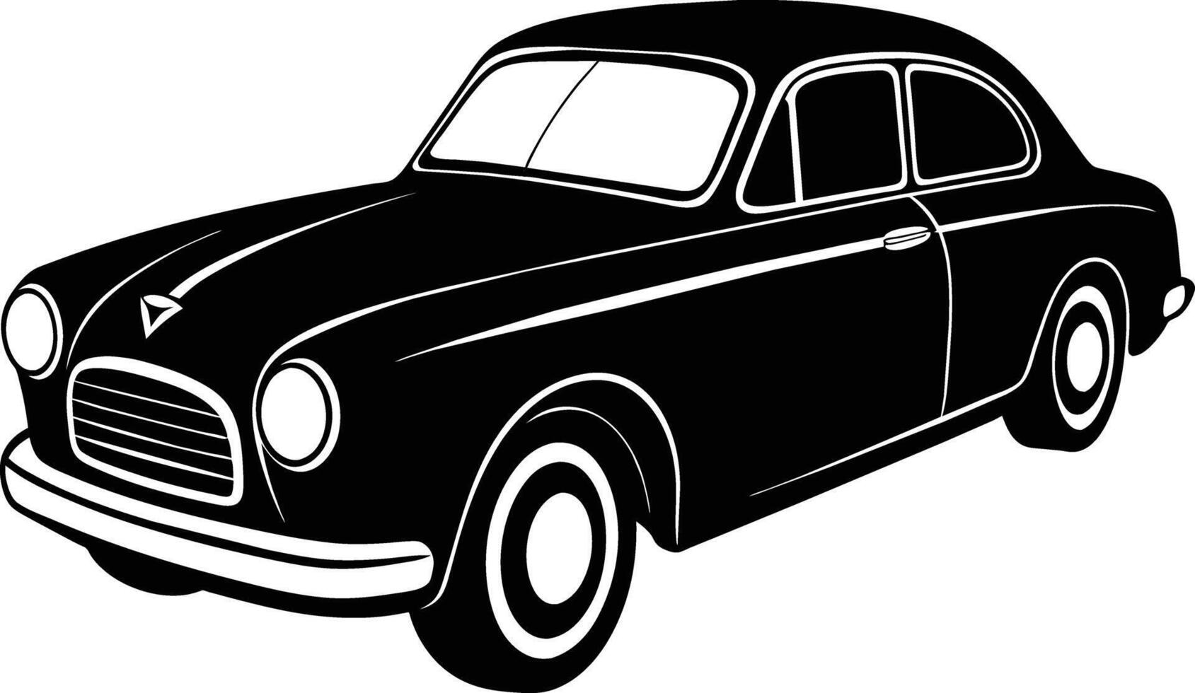 A black silhouette of a old classic car vector