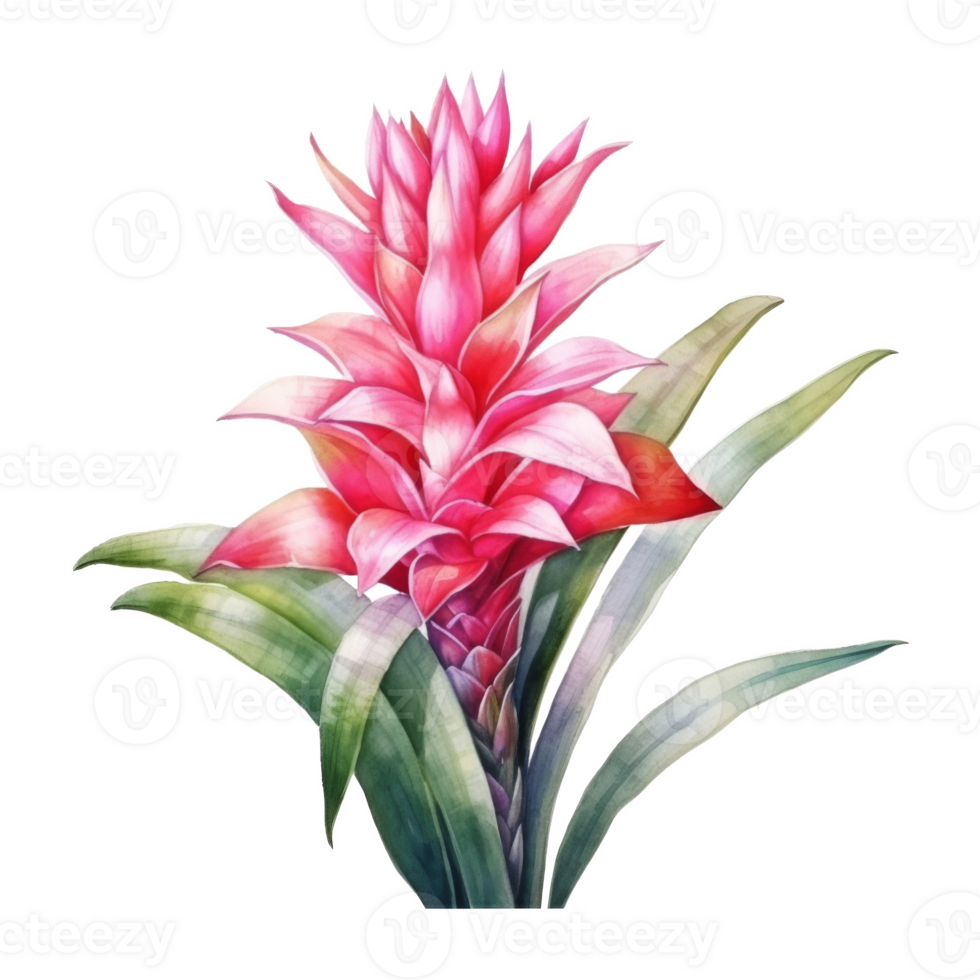 Bromeliads, Tropical Flower Illustration. Watercolor Style. png
