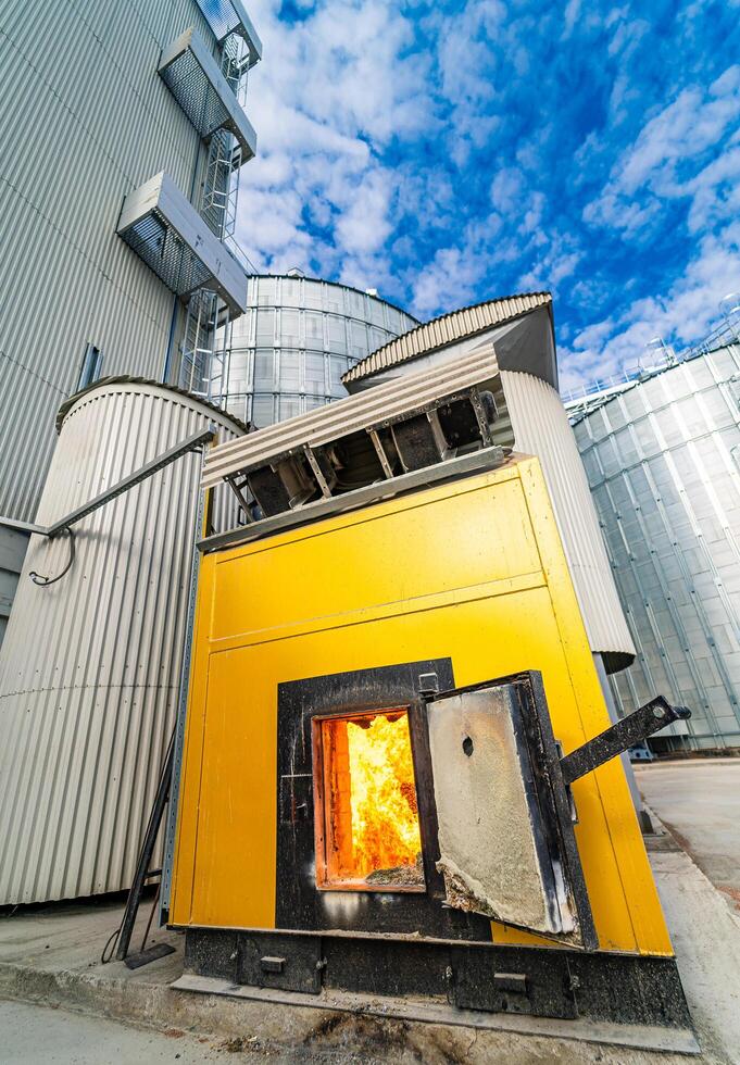 Metallic architecture industrial warehouse. Factory building exterior. photo