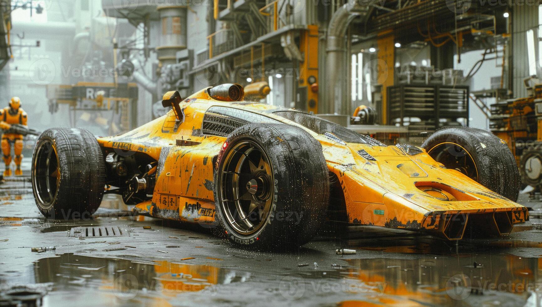 Race car crashed in the industrial zone photo
