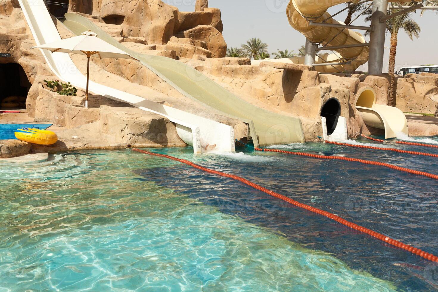 Part of the water park a water slide element photo