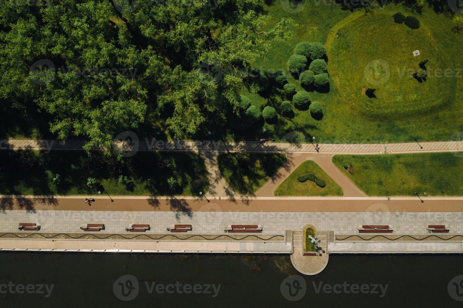 Top view of the victory Park in Minsk and the Svisloch river.A bird's-eye view of the city of Minsk and the Park complex.Belarus photo