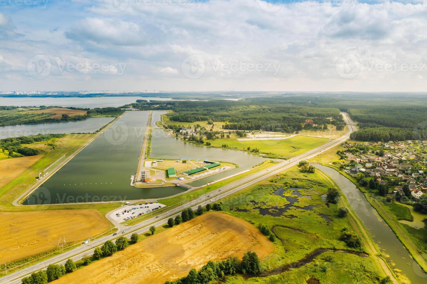 Top view of the Rowing Canal in the city of Zaslavl near Minsk.Belarus photo