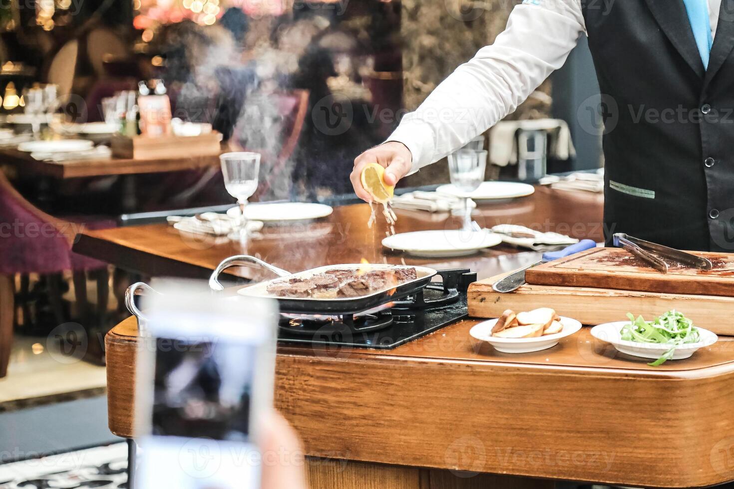 Man Preparing Food at Counter photo