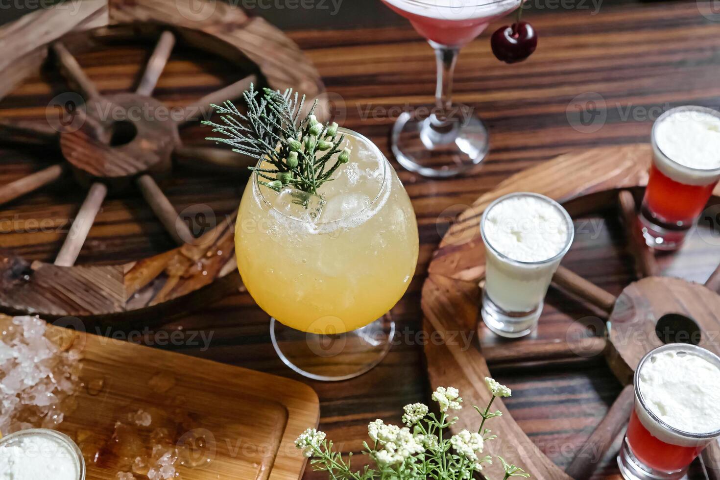Glasses Filled With Drinks on a Table photo